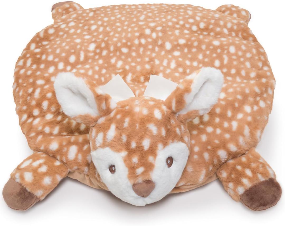 Bearington Collection Baby Lil Willow Tummy Time Mat, 30 x 30 Inch Fawn Plush Stuffed Animal Blanket, Woodland Nursery Dcor - Baby Essentials - Nursery Decor (Lil Willow (30" x 30"))