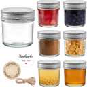 6 Pack Mini Mason Jars 2 oz Glass Jars with Lids, Small Glass Jars for Jam Ginger Shots Honey Spices Wedding Favors, Includes Labels, String & Handmade Tags