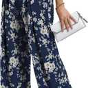 Lastshe Women's Plus Size Pants Wide Leg Work Casual Palazzo Pants Elastic High Waisted Dressy Trousers with Pockets 3X