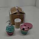 Bathroom Accessories Sets Organizer Complete with Milkshake Lotion/Soap Dispenser,Egg Tube Bath Cup/Tumbler,Donut Soap Dish,Cake Toothbrush Holder for Kids Bath Decor (Pink)