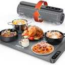 FEPPO Food Warming Mat, Upgrade High-tech Graphene Heating Film, Fast Full Surface Electric Warming Tray with 6 Level Adjustable Temperature and 6 Hours Timer, Roll Up Food Warmers for Parties Buffet