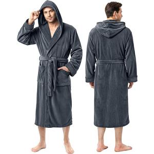 NY Threads Mens Robe with Hood, Luxury Plush Fleece Hooded Mens Bathrobe, Spa Bath Robe for Men 73x 51 inch