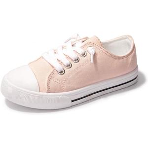 Colgo Boys Girls Sneakers Canvas Lace up Walking Shoes for Little Big Kids Size 3 (Pink)