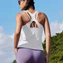 RUNNING GIRL Tank Tops with Built in Bras,Workout Racerback Tank Tops for Women Athletic Yoga Top (White, XL)