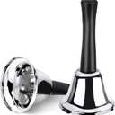 2 Pack Hand Bell, Silver Steel Bell, Ringing Bell with Handle, Dinner Bells for Inside Classroom Bell, for Food Line, Alarm, Jingles, Ringing (Silver)