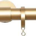 TWOPAGES 1" Heavy Duty 28-136" Adjustable Curtain Rod with Rings, Gold | Seamless Rod Design, Smooth & Quiet Gliding, Heavy Duty Carbon Steel, Secure Wall Mount, Easy Telescopic Adjustment