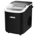 Countertop Ice Maker Machine - 6 Mins 9 Bullet Ice, 26.5lbs/24Hrs, Portable With Self-Cleaning, Scoop, and Basket (Black)