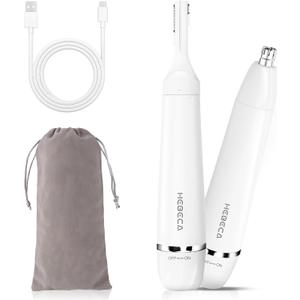 Nose Hair Trimmer for Women Men - Electric Ear and Nose Hair Trimmer - 2 in 1 Facial Hair Remover Portable for Painless Face Eyebrow Trimmering Waterproof (Pearl White 2in1)
