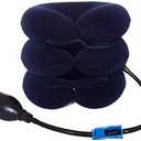 Upgraded Version Premium Flannel Inflatable Cervical Neck Traction Air Inflatable Pillow Neck Head Stretcher Pain Relief Collar (for Adults, Dark Blue)