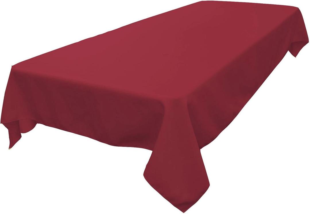 LA Linen Polyester Poplin Washable Rectangular Tablecloth, Stain and Wrinkle Resistant Table Cover 60x90, Fabric Table Cloth for Dinning, Kitchen, Party, Holiday 60 by 90-Inch, Cranberry