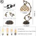 Tiffany Table Lamp, Stained Glass Desk Reading Light,Metal Leaf Table Lamp Base 8X10X21 Inches (Cream Bead)