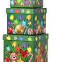 4 Pcs Christmas Nesting Gift Boxes with Christmas Star Tree Topper Hard Xmas Stackable with Lids Nested Present Boxes for New Year Birthday Party Gift Decor Supplies
