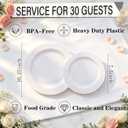 FLOWERCAT 60PCS White Plastic Plates - Heavy Duty White Disposable Plates for Mother's Day/Birthday Party/Wedding -serve for 30 guests Include 30PCS 10.25" & 30PCS 7.5" Plates for Party
