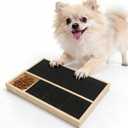 Dog Nail Scratch Pad with Treat Box, Solid Wood Nail Filing Board that Trims Nails Naturally Without Clippers for Dogs that Hate Nail Cutting, Indoor and Outdoor Training Tool (Black)