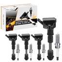 Pack 4 UF756 OEM Ignition Coil & Spark Plug - Compatible with Volvo S60 S80 S90 V60 V90 XC40 XC60 XC70 XC90-2.0L L4 - Replaces # GN10907 31358940 31312514