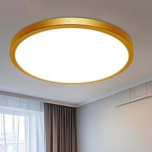 libtit 16Inch Flush Mount LED Ceiling Light Fixture, 3000K 4000K 6500K Adjustable, 36W 3600lm Gold Satin Round Ceiling Lamp for Bathroom Shower Hallway Kitchen, 1 Pack