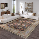 Rugcomf Living Room Rug 5x7 Rug Machine Washable Boho Area Rug Non Slip Vintage Low Pile Large Rugs for Living Room, Bedroom, Farmhouse, Dining Room, Kids Playroom (Dark Espresso)