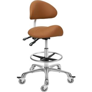 Saddle Stool Chair with Backrest and Footrest- Ergonomic Rolling Saddle Stools Hydraulic Swivel Adjustable Stool Esthetician Chair for Massage Beauty Salon Tattoo Dentist Clinic Home Office (Camel)
