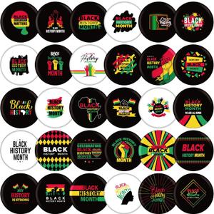 Riceshoot 120 Pcs Black History Month Buttons Pins Bulk 1 Inch Buttons Badge Gifts for Black History Decorations Party Favors, 30 Designs