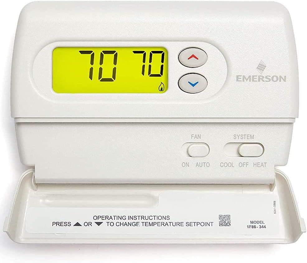 White-Rodgers Emerson 1F86-344 Non-Programmable Thermostat for Single-Stage Systems