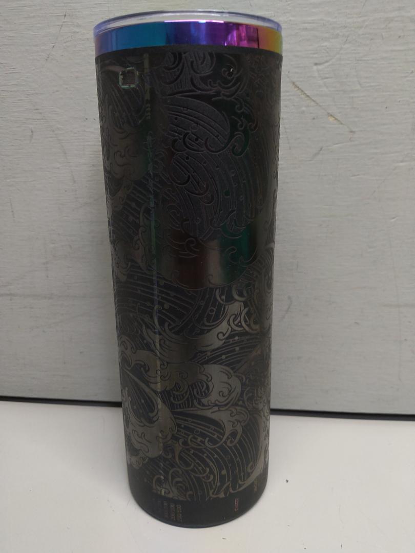 Rainbow Plated Stainless Steel Tumbler Straight Double Wall Powder Coated for Laser Engrave, 20oz Black To Iridescent