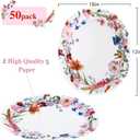 30PCS Floral Oval Paper Plates Party Supplies 10"12" Large Oval Dinner Plates Floral Party Plates Bulk for Holiday Bridal Shower Wedding Tea Party Supplies