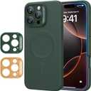 ESR for iPhone16 Pro Max Case with MagSafe, Supports Magnetic Charging, Smooth & Slim Silicone Case, Shockproof, Full Screen and Camera Protection, Soft Microfiber Lining,Green
