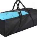 FAMIROSA Large Outdoor Cushion Storage Bag 60in (152 Gallon), Upgraded Wide-Opening 600D Oxford Water-Resistant Patio Furniture Cushion Storage Bags with Protective Zipper and Padded Handle, Black