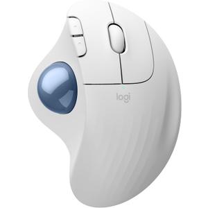 Logitech Ergo M575S Wireless Trackball Mouse, Wireless Ergonomic Mouse with Bluetooth and Encrypted Dongle, Comfortable Thumb Control, Precise and Smooth Tracking, for PC/Mac - Off-White Blue Ball
