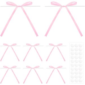 4 x Anwyll Twist Tie Bows 5x7Inch - 30Pcs Premade Pink Gift Bow for Cake Gift WrapBalloon Craft Treat Bag Baby Pink Satin Ribbon Bows for Valentines Day Decor Birthday Party Bridal Shower Wedding Favors