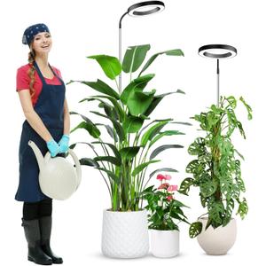 wolezek Grow Lights for Indoor Plants Full Spectrum, 80 LEDs 3 Colors Grow Light, 65in Plant Lights for Indoor Growing with 360Gooseneck, 6/12/16H Timer, 5 Brightness, Height Adjustable, Black Pair