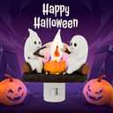 Ghost Campfire Flickering Nightlight for Halloween Indoor Decoration Spooky Ghost Fake Camp Fire Cute Halloween Decor Night Lights Gifts for Kids Family and Friends