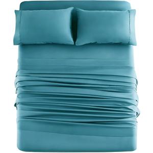 Mohap Bed Sheet Set 4 Pieces Double Brushed Microfiber 1800 - Breathable All Season Cooling Luxury Soft Bedding - Full Teal