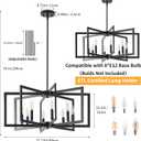 Black Chandelier for Dining Room, 8-Light Kitchen Chandelier Light Fixture Modern Metal Industrial Large Chandeliers for Farmhouse Entryway Living Room (E12 Bulbs Not Included)