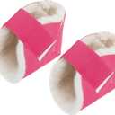 2 Pcs Heel Protectors for Pressure Sores Sheepskin Heel Pads Soft Foot Cushions Pad Protectors Adjustable Foot Pillows with Securing Strap for Bed Sore Ankle Ulcers (Pink)