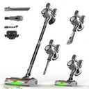 Cordless Stick Vacuum Cleaner - Rechargeable,45Kpa Powerful Suction Vacuum for Home,45Mins Runtime,Detachable Battery,Anti-Tangle, 8 in 1 Lightweight Vacuum for Pet Hair Carpet Hardwood, Silver