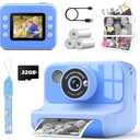 LETSHAHA Instant Print Camera for Kids, 1080P Digital Video Cameras, Christmas Birthday Gifts Toys for Age 3-12, Toddler Camera for 4 5 6 7 8 9 10 Year Old Boys - Blue
