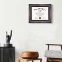 GMFrames 11x14 Wood Diploma Frame with Purple Mat or Display 14x17 Certificates without Mat,UV Protection Acrylic,Deep Brown Finish with Gold Trim