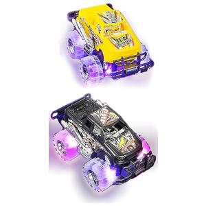 Light-Up Monster Truck Toys (2-Pack)  Push-&-Go Cars with Glowing Wheels  Birthday Gift for Toddlers, Boys & Girls Ages 3+  Durable Friction-Powered Trucks  Batteries Included