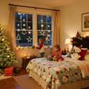 JMEXSUSS Christmas Window Lights Indoor, Christmas Lights Battery Operated with Suction Cup, Jingle Bell & Xmas Tree & Star Hanging Light for Window Wall Holiday Party Decorations