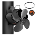 Easywave Wood Stove Fan, Magnetic Pipe Fireplace Fan, Heat Powered Fireplace Fan Non Electric, Thermal Fan for Wood/Log Burning Stove Gas Burner, Silent Motor, W/Stove Accessories Thermometer