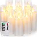 Homemory Pure White Acrylic Flameless LED Candles, Battery Operated With Remote Control and Timer, Electric Fake Candles for Wedding, Home Decor, Set of 9