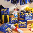 Jetec 45 Pack 2026 Graduation Gift Bags Bulk Small Congrats Bags with Handle and Bow Ribbon 5.5 x 4.7 x 2.5 Inch Grad Paper Treat Gifts Party Favor Supplies for College High School(Blue Gold)