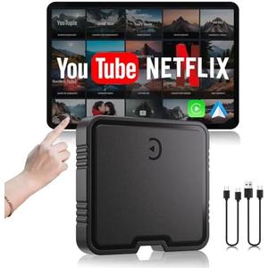 Wireless Carplay Adapter for iPhone with Netflix YouTube TF Card,Wireless AI Box Carplay Adapter & Android Auto Dongle Easy to Setup,Video Box Convert Wried to CarPlay Stream to Your Car
