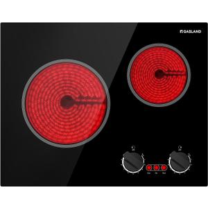 GASLAND Apartment Electric Cooktop 2 Burners, 21 Inch Built in Radiant Glass Stove Top, UL Certified, 3700W Ceramic Electric Stovetop, 9 Heating Levels, Knobs Control, Instant Heating Up, 240V