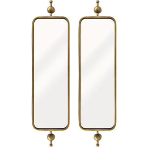 Gold Thin Mirror for Skinny Entryway Living Room badroom,Full Lenth Long Retangle Mirror with Round Corner 9" X 36"-2pack