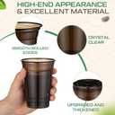 Ferrochef Black Plastic Cups with Lids 12 oz Plastic Disposable Cup with Lids Leak-proof Iced Coffee Juice Cups for Black Party Birthday Weddings Coffee Shops(100 Set,89mm) (EXP 12/31/27)