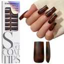 BTArtboxnails SOFTCOATTIPS Press On Nails - Tortoiseshell Long Square Press On Nails, 90Pcs Salon Quality Soak Off Soft Gel Nail Tips in 15 Sizes