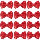 12 Pieces Red Sequin Bows for Girls 4.7" Large Cheer Hair Bow with Alligator Clips Hair Accessories for Kids Toddler Cheerleaders Teen Girls College Sports