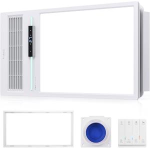 Bathroom Exhaust Fan with Light and Heater, 4 1 Bathroom Fan with Heater, 1900W Heating Power, Remote Control, Quiet & Powerful for Ventilation, Lighting, Heating (white, 1800W)